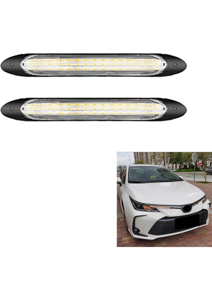 2xcar LED Drl Çalışan Işık Şeridi Sarı Dönüş Sinyali Lambası 12V 15.5cm (Yurt Dışından)