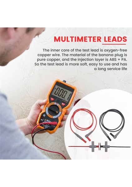 2 Adet Multimetre Test Uçları 4mm Muz Fiş Erkek Ila Erkeğe Delinme Probları ile Tel Delici Test Klipsi Aracı (Yurt Dışından)
