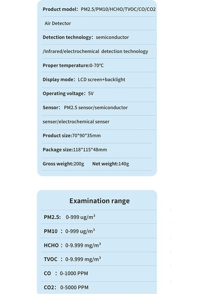 6'sı 1 Arada Pm2.5 PM10 Hcho Tvoc Co Co2 Hava Kalitesi Dedektörü, Beyaz (Yurt Dışından) fiyatları