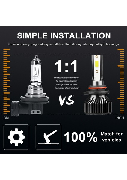 2pairs 9005 9006 Combo LED Far Ampulleri Kiti Yüksek ve Düşük Huzmeli Ampul (Yurt Dışından)