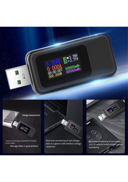 10'u 1 Arada USB Test Cihazı Dc Dijital Voltmetre Amperimetro Akım Voltaj Ölçer Amper Volt Ampermetre Dedektör Power Bank Şarj Cihazı (Yurt Dışından)