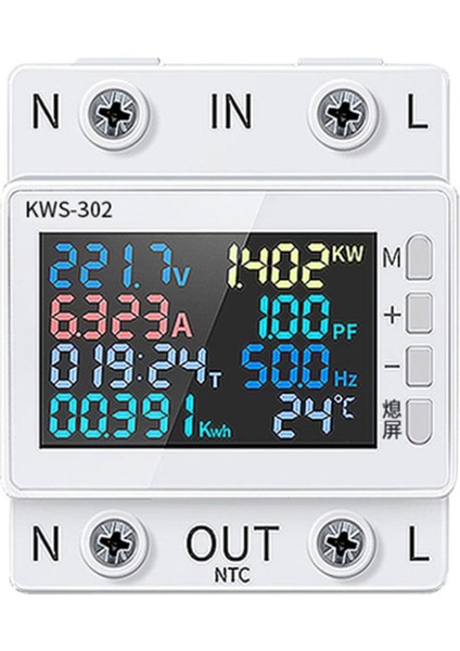 Tuya No Wifi Güç Ölçer Renkli Ekran 2p Çok Işlevli Ac Enerji Ölçer Cep Telefonu Uzaktan App Kontrolü 170-300V/63A -B (Yurt Dışından)