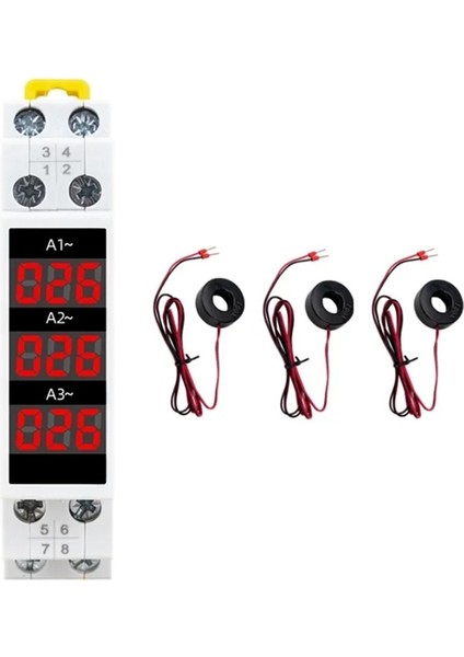 Din Ray Montajlı 3 Fazlı Ampermetre Mini Modüler Akım Ölçer Gösterge Göstergesi LED Dijital Ekran Dedektör Ampermetre (Yurt Dışından)