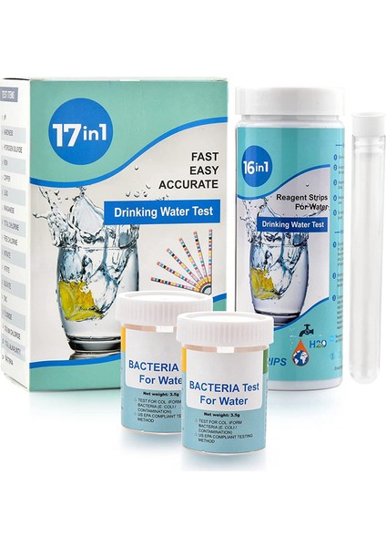 Ev Için 17'si 1 Arada Tam Su Test Kiti, 100 Şerit + Içme Suyu Kolay Test Için 2 Su Test Kiti, Ph, Kurşun (Yurt Dışından)