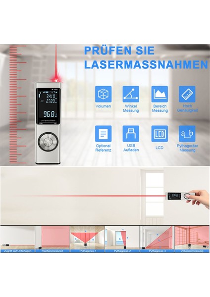 40M Akıllı Dijital Lazer Mesafe Ölçer Mesafe Taşınabilir Mesafe Ölçer Mesafe Ölçer Mini Elde Taşınabilir Mesafe Ölçme Aracı (Yurt Dışından)