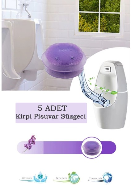 Kirpi Pisuvar Süzgeci & Evotab Koku Giderici ve Kireç Yok Edici (5 Adet) - Lavanta Kokusu