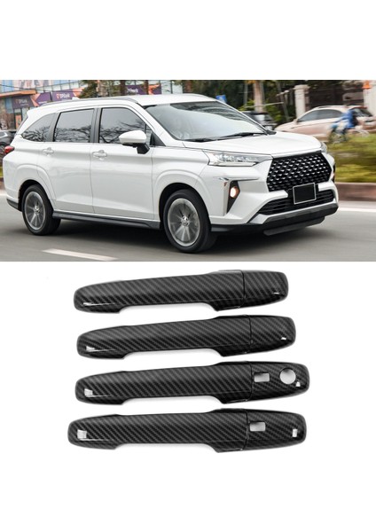 Karbon Fiber Kapı Kulp Kılıfı Trim Dekoratör Etiket Dış Aksesuarlar Toyota Avanza Premio Veloz Cross 2022+ (Yurt Dışından)