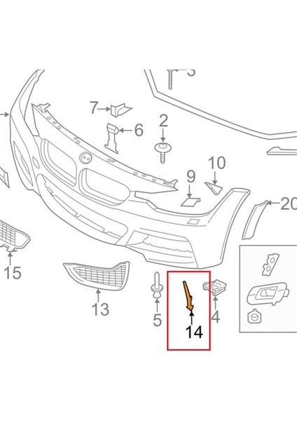Bmw F80 M3 F82 F83 M4 Için Araba Ön Tampon Alt Giriş Izgarası Sağ 51118056600 (Yurt Dışından)