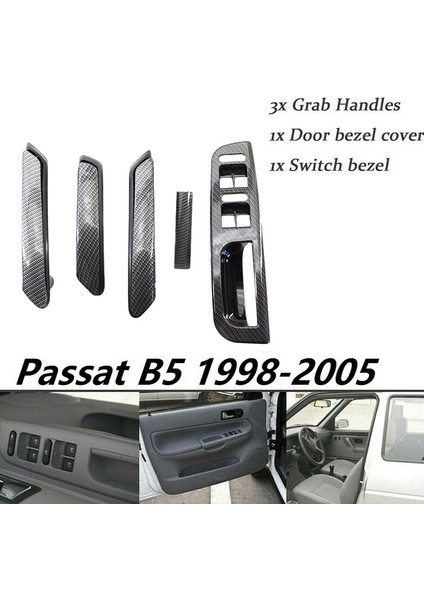 Passat B5 1998-2005 Karbon Fiber Yeni Iç Kapı Kolu Pencere Paneli Döşeme 5 Adet (Yurt Dışından)