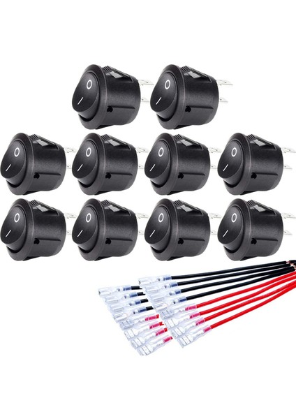 10 Adet Açık/kapalı Yuvarlak Salıncak Anahtarı Mını Geçiş Anahtarı 2 Pinli Spst Basmalı Düğme Anahtarı Kablolu Araba Karavan Tekne Için (Yurt Dışından)