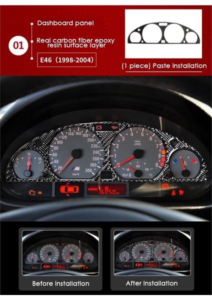 Bmw 3 Için E46 M3 1998-2005 Karbon Fiber Dahili Gösterge Paneli Dekoratif Çerçeve Dashboard Kapak Çıkartmalar (Yurt Dışından) fiyatları