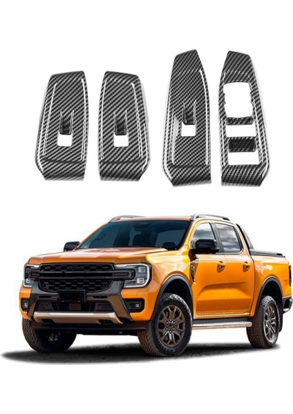 Ford Ranger Everest 2023 Için Araba Pencere Camı Kaldırma Düğmesi Anahtarı Kapağı Trim Kapı Kol Dayama Paneli Karbon Fiber (Yurt Dışından) indirimleri