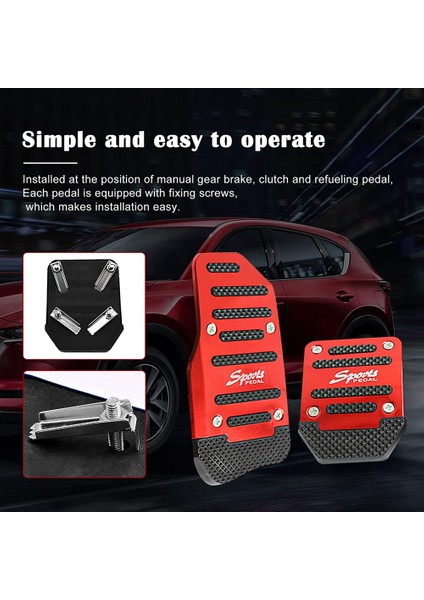 Araba Kaymaz Alüminyum Alaşımlı Pedal Pedleri, Manuel Gaz Pedalı Fren Pedalı Kapağı Evrensel Yedek Aksesuarlar, Kırmızı 3 Adet (Yurt Dışından) fırsatları