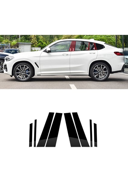 Bmw-X4 2019-2021 Araba Kapı Pencere Bc Sütun Mesajları Kapak Şerit Paneli Trim Pc Siyah 8 Paket (Yurt Dışından)