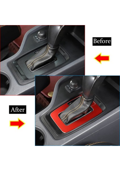 Ford Ranger 2015-2018 Için Alüminyum Alaşım Araba Merkezi Konsol Vites Paneli Kapak Trim Çerçeve Etiket Aksesuarları, Kırmızı (Yurt Dışından) modelleri