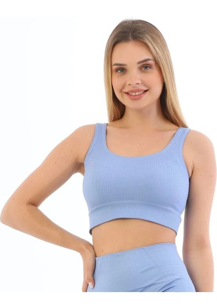 Premium Göğüs Toparlayıcı Sarkma Önleyen Spor Günlük Kalın Askılı Pedli Fitilli Crop Büstiyer