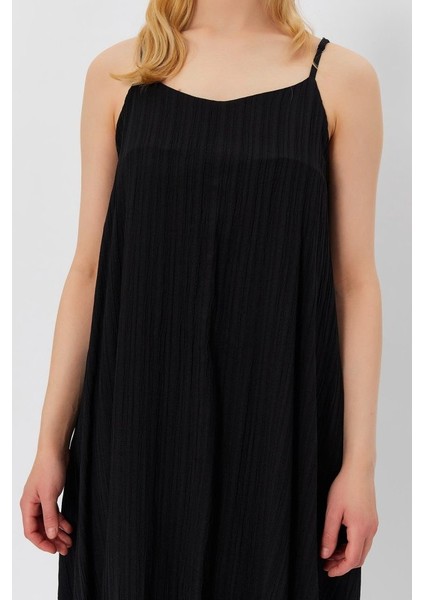 Askılı Uzun Çan Elbise - Siyah fırsatları