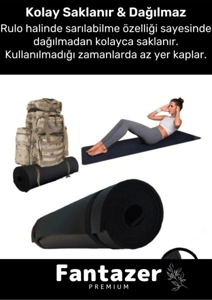 Dayanıklı Taşıma Askılı Konfor Modeli Çift Taraflı Kaymaz Yoga Meditasyon Minderi 16MM Siyah Mat indirimleri