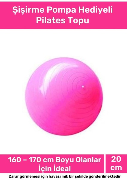 Deluxe Serisi Dayanıklı Yüksek Kalite Mini Gymball 20CM Pembe Pilates Topu Şişirme Pompa