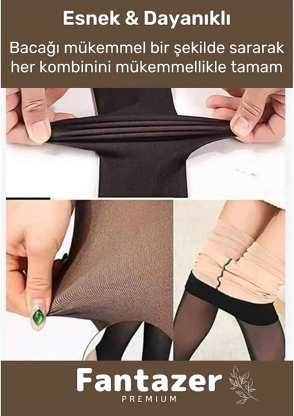 Kuasar Series Sıcak Tutan Ince Siyah Çorap Ten Görünümlü Termal Içli Peluş Polarlı Külotlu Çorap