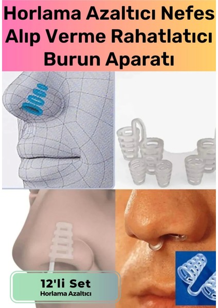 Özel Üretim Horlama Azaltcı Nefes Alıp Verme Rahatlatcı Uyku Önleyici Burun Delik Aparat 12'li Set