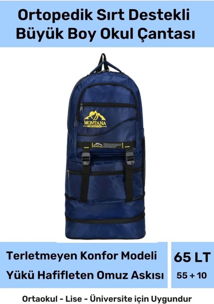 Ortopedik Su Geçirmez Konfor Modeli Fermuarlı Büyük Boy Çok Gözlü Bölmeli Kamp Outdoor Sırt Çantası