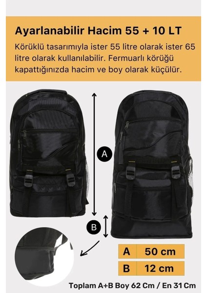 Ortopedik Su Geçirmez Konfor Modeli Fermuarlı Büyük Boy Çok Gözlü Bölmeli Kamp Outdoor Sırt Çantası fiyatları