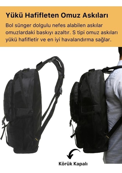 Ortopedik Su Geçirmez Konfor Modeli Fermuarlı Büyük Boy Çok Gözlü Bölmeli Kamp Outdoor Sırt Çantası fırsatları