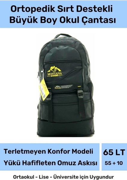 Özel Büyük Boy Ortopedik Terletmeyen Konfor Modeli Çok Gözlü Bölmeli Lise Ortaokul Okul Sırt Çantası