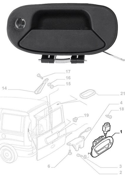 Fiat Doblo 2000 - 2010 Arka Bagaj Kapı Kolu 735331105 (Yurt Dışından)