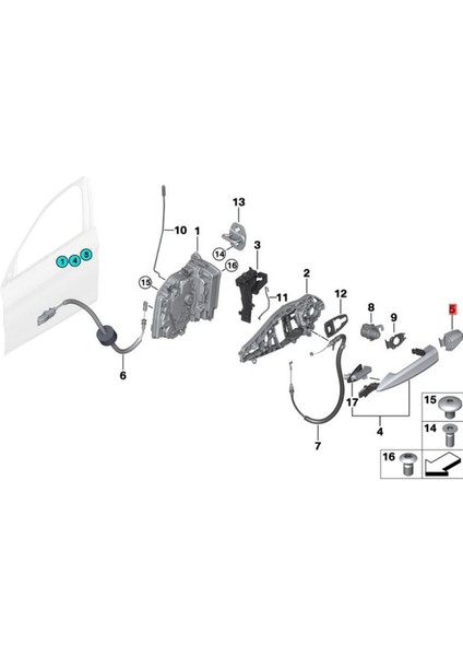 Araba Dış Kolu Kapı Kilidi Ayar Kapağı 51217396541 Bmw Için F15 F16 F45 F46 F48 F39 2014-2019 Sol Kapı Kolu Kapakları B (Yurt Dışından)