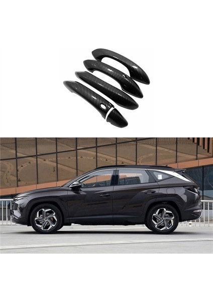 Araba Dış Kapı Kolu Kapağı Şekillendirici Aksesuarları Dış Kase Döşeme Çıkartması Hyundai Tucson 5 N Line Nx4 2021 2022 A (Yurt Dışından)