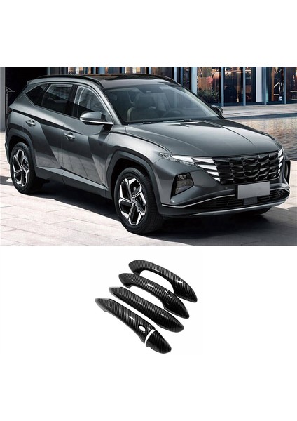 Araba Dış Kapı Kolu Kapağı Şekillendirici Aksesuarları Dış Kase Döşeme Çıkartması Hyundai Tucson 5 N Line Nx4 2021 2022 A (Yurt Dışından)