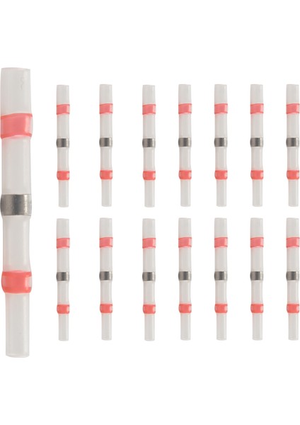 50 Adet Lehim Mühür Tel Konnektörleri, Isıyla Daralan Butt Konnektörü Otomotiv Denizcilik Için Su Geçirmez Yalıtımlı Elektrik Alın Terminalleri, 22-18 Awg, Kırmızı (Yurt Dışından)