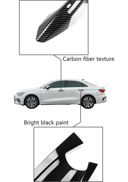 Audi A3 A3L 2021 2022 Araba Kapı Kolu Kapağı Trim Dekor Dış Aksesuarlar Akıllı Anahtar Deliği, Siyah (Yurt Dışından)