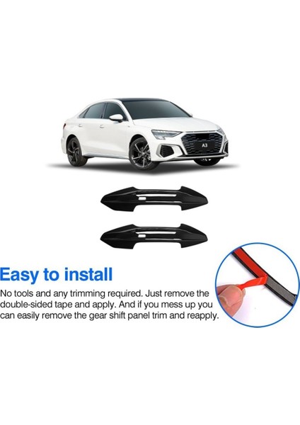 Audi A3 A3L 2021 2022 Araba Kapı Kolu Kapağı Trim Dekor Dış Aksesuarlar Akıllı Anahtar Deliği, Siyah (Yurt Dışından)
