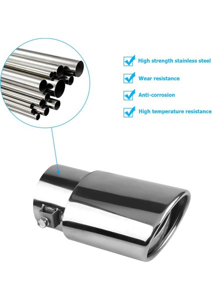 Paslanmaz Çelik Araba Egzoz Ucu, 2.1 Inç Ila 1.5 Inç Evrensel Araba Egzoz Borusu Modifikasyonu Kuyruk Boğazı Kuyruk Borusu (Gümüş) (Yurt Dışından) fiyatları