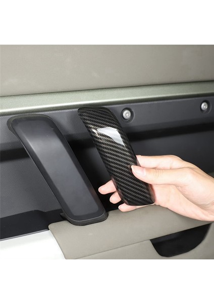 Adet Araba Iç Kapı Kolu Kapağı Trim Sticker Land Rover Defender 110 2020-2023 Iç Çekme Yüksek Versiyon Karbon (Yurt Dışından)