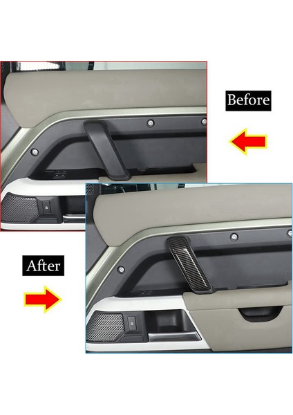 Adet Araba Iç Kapı Kolu Kapağı Trim Sticker Land Rover Defender 110 2020-2023 Iç Çekme Yüksek Versiyon Karbon (Yurt Dışından)