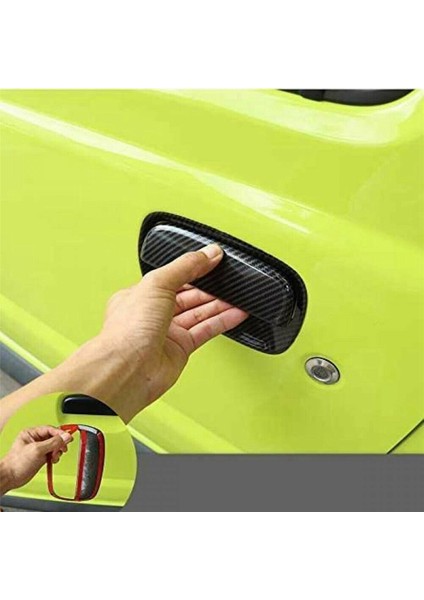 Kapı Kolu Kabuğu Dış Kapı Kolu Dekorasyon Kapağı Abs Karbon Fiber Tahıl -Suzuki-Jimny 2019 2020 2021 JB64 JB74 (Yurt Dışından)