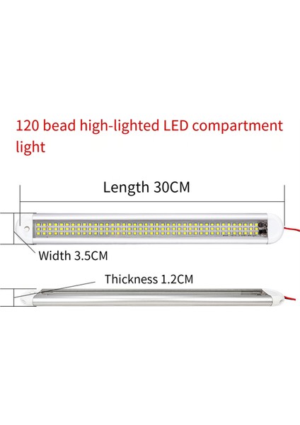 120LED Araç Iç Işık Çubuğu Şerit On/off Anahtarı ile Kamyon Rv Van Kamyon Tekne Karavan Okuma Lambası 12 V-85 V 2 Adet (Yurt Dışından)