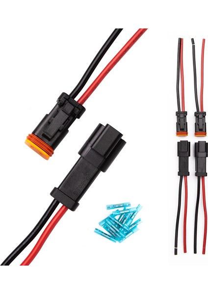 6 Çift Dt 2 Pin Pigtail Kiti Erkek Dişi Konnektör Adaptör Soket Kablolama Demeti LED Çalışma Işığı Aksesuarları Için (Yurt Dışından)