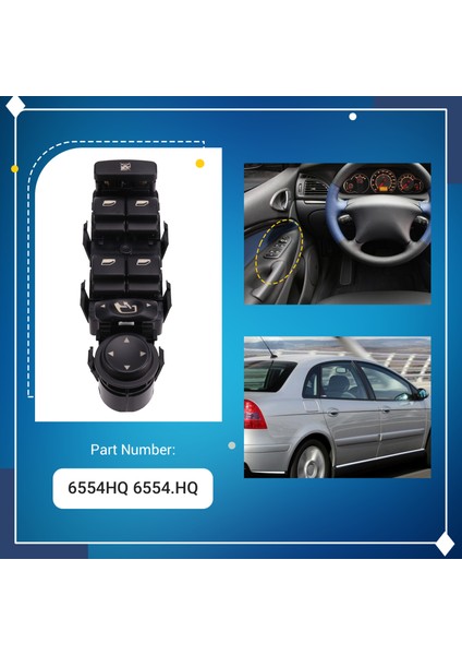 6554.HQ Peugeot 807 Citroen C5 C8 2001-2007 Sürücü Sol Ana Elektrikli Cam Anahtarı Kontrol Düğmesi 6554HQ (Yurt Dışından)