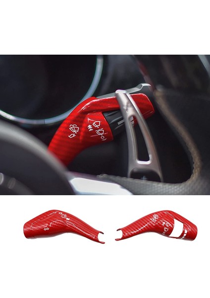 Ford Mustang 2015-2022 Için Araba Ön Cam Silecek Kolu Kapağı Dekor Sticker Döşeme Sinyal Kolu Anahtarı, Kırmızı Karbon Fiber (Yurt Dışından) fiyatları