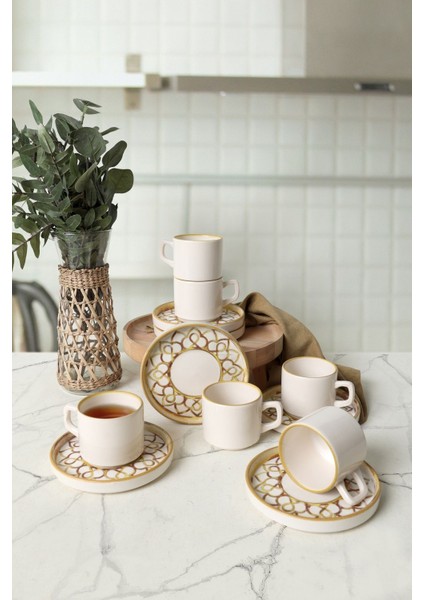 Worn Gold Stackable Çay Takımı 12 Parça 6 Kişilik 22968-23057