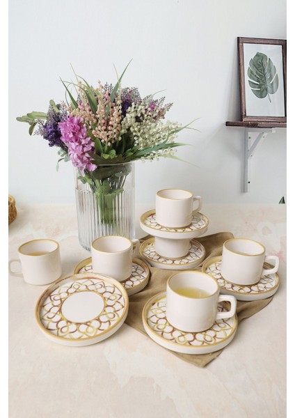 Worn Gold Stackable Çay Takımı 12 Parça 6 Kişilik 22968-23057