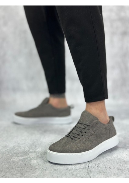 BA0104 Bağcıklı Gri Süet Beyaz Taban Spor Klasik Erkek Ayakkabı modelleri