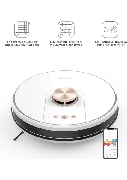 Alex Laser Pro 1286H Moplu ve Haritalamalı Akıllı Robot Süpürge Beyaz Gold
