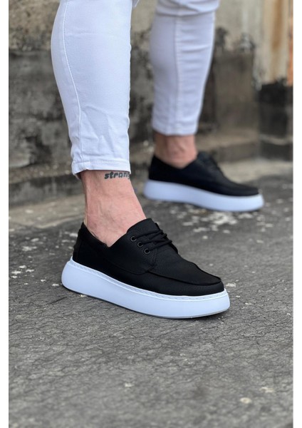 WG508 Siyah Cilt Ortopedik Taban Erkek Casual Ayakkabı
