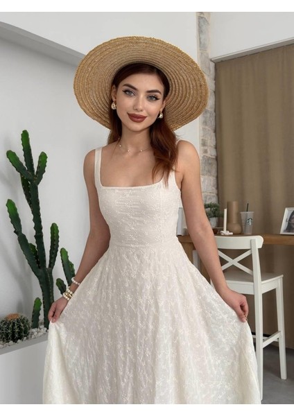 Cuper Çiçek Detaylı Elbise